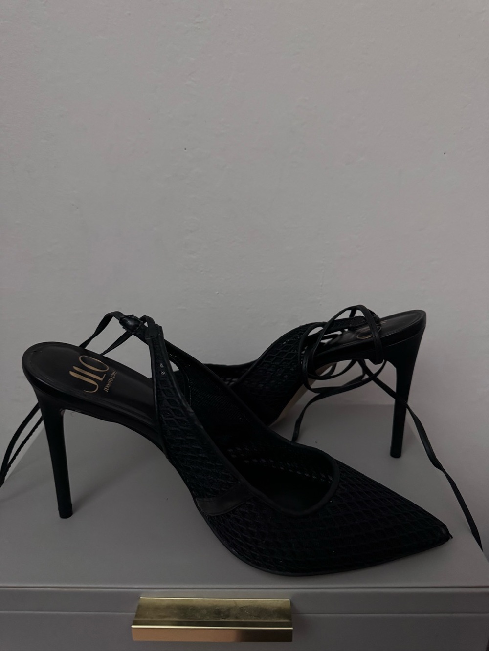 Jennifer Lopez Black Pointed Toe Lace-Up Heels - Picture 3 of 5